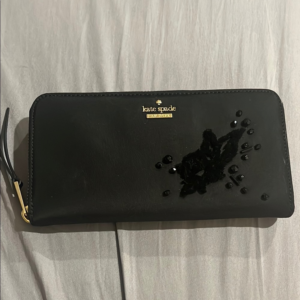 Kate Spade Black Wallet with Floral Design